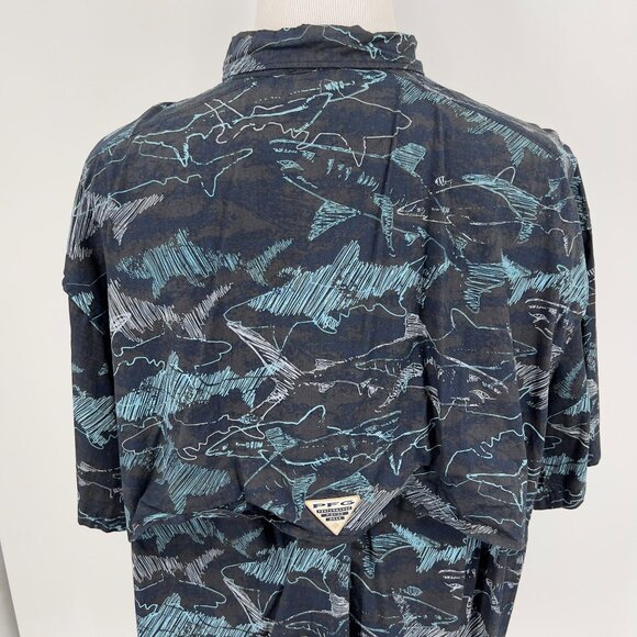 Columbia PFG Men's XXL Vented Fishing Shirt Blue & Black Abstract Print Button-D - Picture 4 of 6
